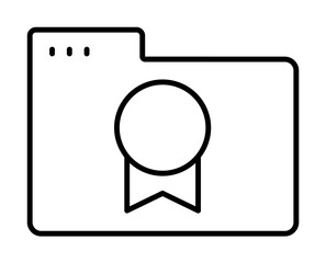 Poster - Folder medal icon. Simple line, outline of icons for ui and ux, website or mobile application on white background