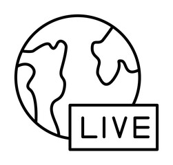 Poster - News, live icon. Simple line, outline of globe icons for ui and ux, website or mobile application on white background