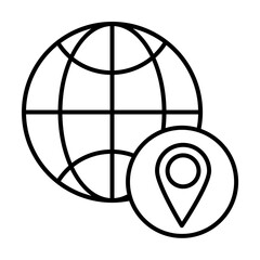 Poster - Location icon. Simple line, outline of globe icons for ui and ux, website or mobile application on white background