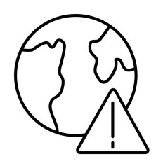 Poster - Warning icon. Simple line, outline of globe icons for ui and ux, website or mobile application on white background
