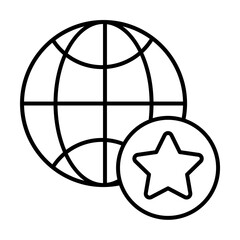 Poster - Star icon. Simple line, outline of globe icons for ui and ux, website or mobile application on white background