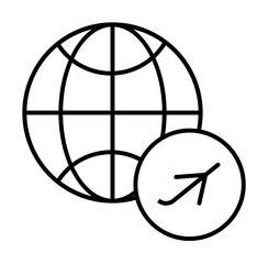 Poster - Airplane icon. Simple line, outline of globe icons for ui and ux, website or mobile application on white background