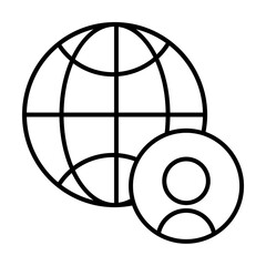 Poster - Avatar, user icon. Simple line, outline of globe icons for ui and ux, website or mobile application on white background