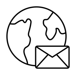 Poster - Mail icon. Simple line, outline of globe icons for ui and ux, website or mobile application on white background