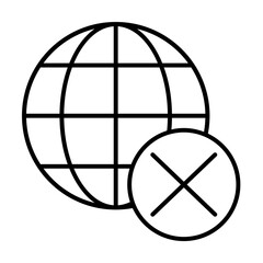 Poster - Ban icon. Simple line, outline of globe icons for ui and ux, website or mobile application on white background