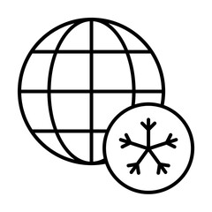 Poster - Snowflake icon. Simple line, outline of globe icons for ui and ux, website or mobile application on white background