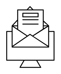 Poster - Email, computer, send icon. Simple line, outline of information transfer icons for ui and ux, website or mobile application on white background