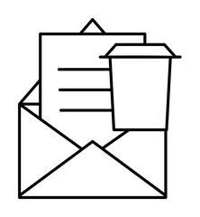 Poster - Email, trash, sms icon. Simple line, outline of information transfer icons for ui and ux, website or mobile application on white background
