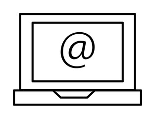 Poster - Laptop, email, send, message icon. Simple line, outline of information transfer icons for ui and ux, website or mobile application on white background