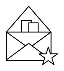 Poster - Favorite, fav, star, email icon. Simple line, outline of information transfer icons for ui and ux, website or mobile application on white background