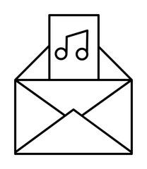 Poster - Email, envelope, music icon. Simple line, outline of information transfer icons for ui and ux, website or mobile application on white background
