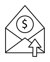 Poster - Email, message, dollar icon. Simple line, outline of information transfer icons for ui and ux, website or mobile application on white background