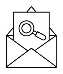 Poster - Search, message envelope icon. Simple line, outline of information transfer icons for ui and ux, website or mobile application on white background