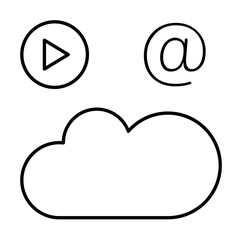 Poster - Cloud computing, play, mail icon. Simple line, outline elements of commerce icons for ui and ux, website or mobile application on white background