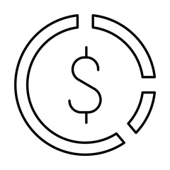 Sticker - Pie chart, dollar, SEO icon. Simple line, outline elements of commerce icons for ui and ux, website or mobile application on white background