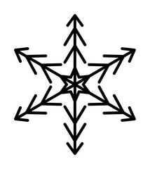 Poster - Snowflake icon. Christmas and winter theme. Simple outline illustration on white background