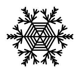 Poster - Snowflake icon. Christmas and winter theme. Simple outline illustration on white background