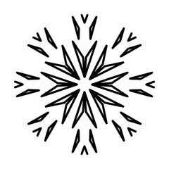 Poster - Snowflake icon. Christmas and winter theme. Simple outline illustration on white background