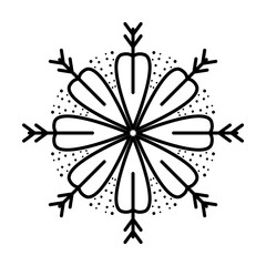 Poster - Snowflake icon. Christmas and winter theme. Simple outline illustration on white background