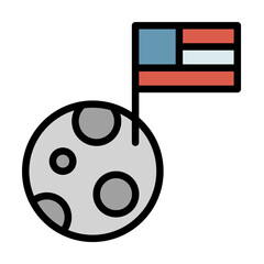 Poster - Moon USA flag icon. Simple color with outline elements of America icons for ui and ux, website or mobile application on white background