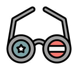 Poster - Sunglasses USA flag icon. Simple color with outline elements of America icons for ui and ux, website or mobile application on white background