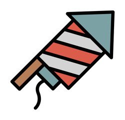Poster - Rocket fireworks USA flag icon. Simple color with outline elements of America icons for ui and ux, website or mobile application on white background