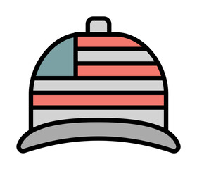 Poster - Hat USA flag icon. Simple color with outline elements of America icons for ui and ux, website or mobile application on white background