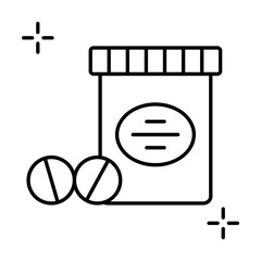 Poster - Pills, tablet, addictions icon. Simple line, outline elements of addictive human for ui and ux, website or mobile application on white background