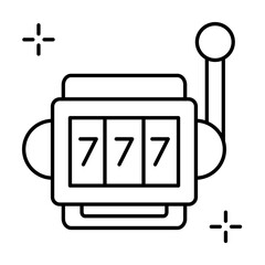 Sticker - Slot machine, addictions icon. Simple line, outline elements of addictive human for ui and ux, website or mobile application on white background