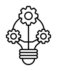 Poster - Lightbulb gears creativity icon. Simple line, outline of artificial Intelligence icons for ui and ux, website or mobile application on white background