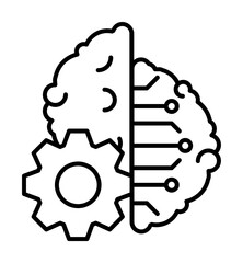 Wall Mural - Gear brain brainstorming icon. Simple line, outline of artificial Intelligence icons for ui and ux, website or mobile application on white background