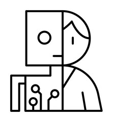 Poster - Robot man humanoid icon. Simple line, outline of artificial Intelligence icons for ui and ux, website or mobile application on white background