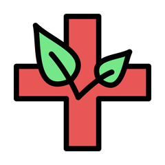 Sticker - Homeopathy cross leaf icon. Simple color with outline elements of alternative medicine icons for ui and ux, website or mobile application on white background