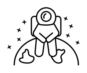 Poster - Cosmonaut, sitting, watch icon. Element of astronaut icon on white background
