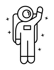 Poster - Astronaut, greeting, star icon. Element of astronaut icon on white background