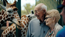 Wildly In Love: Senior Couple Cherishing A Day At The Zoo (created With Generative AI)