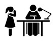 © rashadaliyev - Student lesson home girl man pictogram icon on white background
