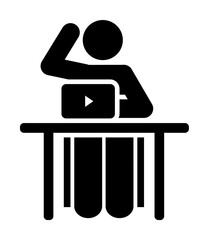 Poster - Boy computer lesson class pictogram icon on white background