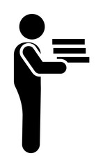 Poster - Boy books carry school pictogram icon on white background