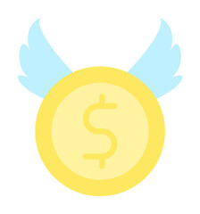 Poster - coin dollar wings icon. Simple color elements of bankruptcy icons for ui and ux, website or mobile application on white background