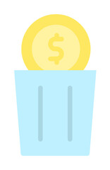 Poster - trash can coin dollar icon. Simple color elements of bankruptcy icons for ui and ux, website or mobile application on white background