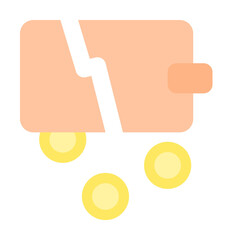 Poster - purse coin icon. Simple color elements of bankruptcy icons for ui and ux, website or mobile application on white background