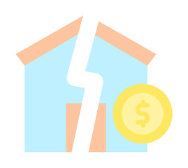 Poster - house broken icon. Simple color elements of bankruptcy icons for ui and ux, website or mobile application on white background