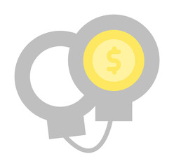 Poster - handcuffs dollar coin icon. Simple color elements of bankruptcy icons for ui and ux, website or mobile application on white background