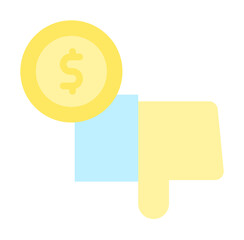 Poster - hand coin dislike dollar icon. Simple color elements of bankruptcy icons for ui and ux, website or mobile application on white background