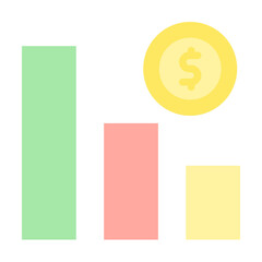Poster - chart coin dollar icon. Simple color elements of bankruptcy icons for ui and ux, website or mobile application on white background