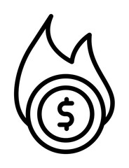 Poster - coin dollar fire icon. Simple line, outline elements of bankruptcy icons for ui and ux, website or mobile application on white background