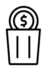 Poster - trash can coin dollar icon. Simple line, outline elements of bankruptcy icons for ui and ux, website or mobile application on white background