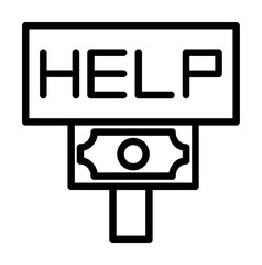 Poster - sign help money icon. Simple line, outline elements of bankruptcy icons for ui and ux, website or mobile application on white background