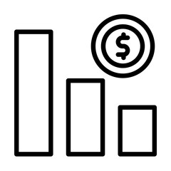 Poster - chart coin dollar icon. Simple line, outline elements of bankruptcy icons for ui and ux, website or mobile application on white background
